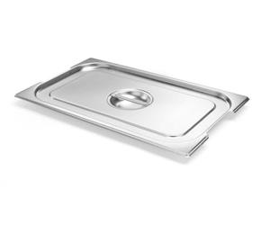HENDI Couvercle Gastronorm GN 1/1, Budget Line, pour bacs avec poignées rétractables, avec poignée centrale et découpes latérales, résistance thermique -40 °C à 250 °C, 530x325mm, acier inoxydable