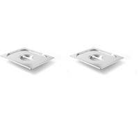 HENDI Couvercle Gastronorm GN 1/2 avec encoche pour louche, Kitchen Line, résistance thermique -40 °C à 250 °C, 325x265mm, épaisseur 0,7mm, acier inoxydable (Lot de 2)