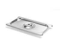 HENDI Couvercle Gastronorm GN 1/3, Budget Line, pour bacs avec poignées rétractables, avec poignée centrale et découpes latérales, résistance thermique -40 °C à 250 °C, 325x176mm, acier inoxydable