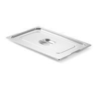 HENDI Couvercle GN 1/1 pour bac avec poignées rétractables, avec poignée centrale et découpes latérales, empilable, résistant -40° à 300°C, 530x325mm, acier inoxydable