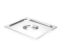HENDI Couvercle GN 1/2 pour bac avec poignées rétractables, avec poignée centrale et découpes latérales, empilable, résistant -40° à 300°C, 265x325mm, acier inoxydable