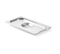 HENDI Couvercle GN 1/3 pour bac avec poignées rétractables, avec poignée centrale et découpes latérales, empilable, résistant -40° à 300°C, 325x176mm, acier inoxydable
