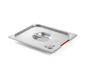 HENDI Couvercle hermétique GN 1/2 avec joint en silicone pour bac avec poignées rétractables, avec découpes latérales, empilable, résistant -40° à 300°C, 265x325mm, acier inoxydable