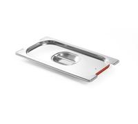 HENDI Couvercle hermétique GN 1/3 avec joint en silicone pour bac avec poignées rétractables, avec découpes latérales, empilable, résistant -40° à 300°C, 325x176mm, acier inoxydable