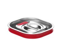 HENDI Couvercle pour récipient, bac, GN 1/6, avec bord en silicone et valve de décompression d'air, fermeture hermétique, résistance thermique de -40° à 300°C, 176x162mm, acier inoxydable