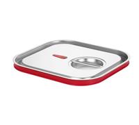 HENDI Couvercle pour récipient, bac, GN 2/3, avec bord en silicone et valve de décompression d'air, fermeture hermétique, résistance thermique de -40° à 300°C, 354x325mm, acier inoxydable