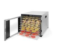HENDI Déshydrateur alimentaire, avec 10 plateaux, machine à sécher les fruits et légumes, minuterie de 24 h, température réglable 35°-75°C, 230V, 1000W, 417x535x(H)430mm, acier inoxydable, PP