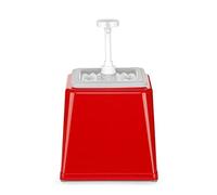 HENDI Distributeur de sauces avec pompe, distributeur de condiments, réutilisable, sans BPA, distributeur à pompe, capacité: 2.5 L, dosage: 20 ml, 230x210x(H)327mm, rouge, ABS, polypropylène