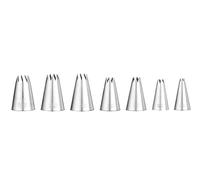 HENDI Douilles pâtisserie, set de 7 embouts de glaçage en forme d'étoile pour poche à douille, décoration précise de gâteaux, biscuits, cupcakes et desserts, acier inoxydable