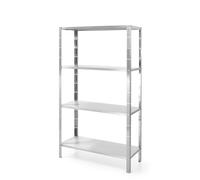 HENDI Etagère de rangement, étagère de cuisine, rayonnage, à 4 niveaux, vissée, avec pieds réglables en hauteur, max. 70 kg par étagère, auto-montage, 1000x400x(H)1800 mm, acier inoxydable