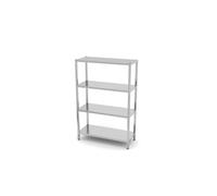 HENDI Etagère de rangement, étagère de cuisine, rayonnage, à 4 niveaux, vissée, avec pieds réglables en hauteur, max. 70 kg par étagère, auto-montage, 1200x500x(H)1800 mm, acier inoxydable