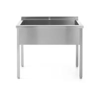 HENDI Evier de cuisine, simple, rectangulaire, profondeur: 300mm, soudée, pieds réglables, ouverture de ø30mm pour le robinet, évacuation de ø52 mm, évier industriel, 800x600x(H)850mm, inox