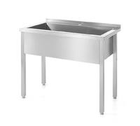 HENDI Evier de cuisine, simple, rectangulaire, profondeur: 300mm, soudée, pieds réglables, ouverture de ø30mm pour le robinet, évacuation de ø52 mm, évier industriel, 1000x600x(H)850mm, inox