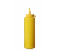 HENDI Flacon distributeur, bouteille à condiments et à sauces, réutilisable, recipient à presser, ketchup, moutarde, huile d'olive, vinaigrettes, mousses, 0,35L, ø55x(H)205mm, jaune, PE, PP