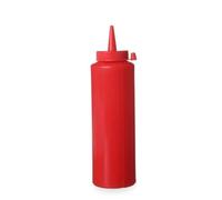 HENDI Flacon distributeur, bouteille à condiments et à sauces, réutilisable, recipient à presser, ketchup, moutarde, huile d'olive, vinaigrettes, mousses, 0,2L, ø50x(H)185mm, rouge, PE, PP