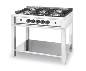 HENDI Fourneau à gaz professionnel avec 5 brûleurs (14,3 kW), structure ouverte avec espace de rangement, allumage piézoélectrique, pour gaz naturel, 900x640x(H)910mm, acier inoxydable