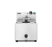 Hendi Friteuse électrique 10 L - robinet de vidange, réglable 190°C, zone froide, panier et couvercle, inox 400V