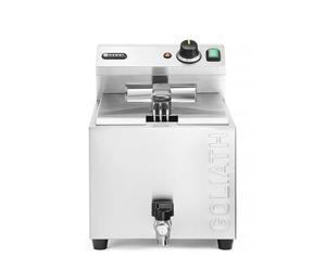 HENDI Friteuse électrique XL GOLIATH, avec robinet de vidange, 50°C-190°C, zone froide, avec couvercle et panier à frites, 10L, 230V, très puissante: 10200W, 400V, 300x585x(H)392mm, inox