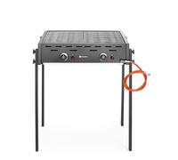 HENDI Gril à gaz Roast-Master Pro, barbecue à gaz propane et butane, cuisinière à gaz pour les barbecues, allumage électronique, 11,6kW(Hs), 790x600x(H)900mm, acier inoxydable, noir