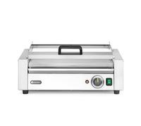 HENDI Gril à rouleaux pour saucisses, 1 zone avec couvercle | Acier inoxydable, 9 rouleaux, couvercle en verre trempé, 230V/790W, 566x450x(H)259mm, jusqu'à 230 °C
