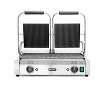 HENDI Gril de contact - version double, modèle rainuré, rainuré en haut et en bas, 230V/3600W, 570x395x(H)510mm