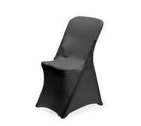 HENDI Housse de chaise pliante, couverture de protection élastique amovible pour événements, banquets et buffets, lavable et réutilisable, 540x440x(H)840mm, jersey uni, noir, polyester/élasthanne