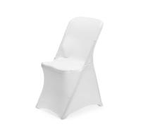 HENDI Housse de chaise pliante, couverture de protection élastique amovible pour événements, banquets et buffets, lavable et réutilisable, 540x440x(H)840mm, jersey uni, blanc, polyester/élasthanne