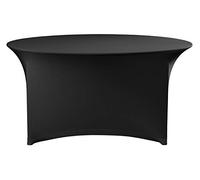 HENDI Housse de table ronde, nappe ou couverture élastique pour banquets, buffets et événements, lavable et réutilisable, ø1800x(H)760mm, jersey uni, noir, polyester/élasthanne