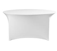 HENDI Housse de table ronde, nappe ou couverture élastique pour banquets, buffets et événements, lavable et réutilisable, ø1500x(H)760mm, jersey uni, blanc, polyester/élasthanne