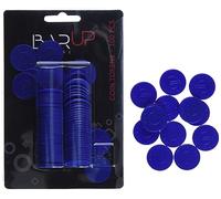 HENDI Jetons, 100 pièces, impression des symboles de l'euro, réutilisables, ø25mm, plastique ABS, bleu