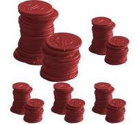 HENDI Jetons, 100 pièces, impression des symboles de l'euro, réutilisables, ø25mm, plastique ABS, rouge (Lot de 5)