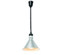 HENDI Lampe chauffante suspendue, réglable en hauteur, conique, lampe de cuisine thermique pour réchauffer les aliments, lampe infrarouge, 230V, 250W, Ø275x(H)250mm, aluminium, argent