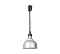 HENDI Lampe chauffante dôme réglable avec lampe infrarouge Argenté | Pour garder au chaud les aliments, pont thermique, chauffe-plats, culot E27, 230 V/250 W, diamètre 250 x (H) 207 mm