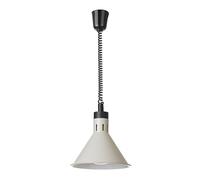 HENDI Lampe chauffante suspendue réglable en hauteur, conique, lampe thermique infrarouge pour cuisine et maintien des aliments au chaud, 230V, 250W, ø275x(H)250mm, aluminium blanc