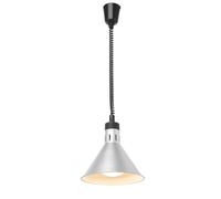 HENDI Lampe chauffante suspendue, réglable en hauteur, conique, lampe de cuisine thermique pour réchauffer les aliments, lampe infrarouge, 230V, 250W, Ø275x(H)250mm, aluminium, argent