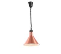 HENDI Lampe chauffante suspendue réglable en hauteur, conique, lampe thermique infrarouge pour cuisine et maintien des aliments au chaud, 230V, 250W, Ø275x(H)250mm, aluminium cuivré