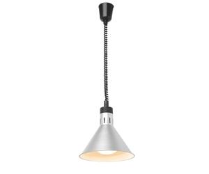 HENDI Lampe chauffante suspendue réglable en hauteur, conique, lampe thermique infrarouge pour cuisine et maintien des aliments au chaud, 230V, 250W, Ø275x(H)250mm, aluminium argenté