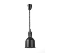 HENDI Lampe chauffante suspendue réglable en hauteur, cylindrique, lampe thermique infrarouge pour cuisine et maintien des aliments au chaud, 230V, 250W, Ø175x(H)250mm, aluminium noir