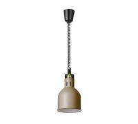 HENDI Lampe chauffante suspendue réglable en hauteur, cylindrique, lampe thermique infrarouge pour cuisine et maintien des aliments au chaud, 230V, 250W, ø175x(H)250mm, aluminium beige