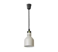 HENDI Lampe chauffante suspendue réglable en hauteur, cylindrique, lampe thermique infrarouge pour cuisine et maintien des aliments au chaud, 230V, 250W, ø175x(H)250mm, aluminium blanc