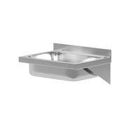 HENDI Lavabo, montage mural, bec verseur, dimensions intérieures : 350 x 250 x 100 mm, drain : ø52 mm, ouverture pour robinets : ø35 mm, 400 x 295 x (H)145 mm, acier inoxydable