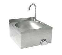 HENDI Lave-mains de Cuisine avec Robinet à Commande Genou, Évier Hygiénique, 400x428x(H)406mm, Acier Inox