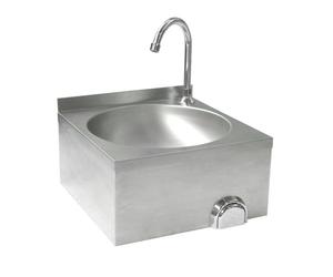 HENDI Lave-mains de Cuisine avec Robinet à Commande Genou, Évier Hygiénique, 400x428x(H)406mm, Acier Inox