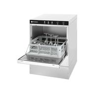 HENDI Lave-vaisselle industriel, pour casiers 40x40 cm, avec commande électromécanique, machine à laver assiettes, verres et tasses, 230V, 2800W, 470x510x(H)710mm, acier inoxydable