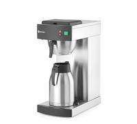 HENDI Machine à café filtre, café moulu pour filtre, incl. 100 filtres à café en papier et 1 verseuse isotherme de 2L, cafetière filtre, à goutte, 230V, 1400W, 215x410x(H)520mm, acier inoxydable