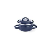 HENDI Marmite à soupe ou à sauce avec couvercle, casserole, pot pour préparer et servir les aliments, pour les cuisinières à gaz, 0,3L, ø115x(H)90mm, émaillée bleu avec rebord en inox