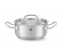 HENDI Marmite, basse, couvercle avec trous de vapeur, pot de cuisson, casserole, braisière, faitout, convient à toutes les sources de chaleur, lavable au lave-vaisselle, 1.4L, ø160x(H)75mm, inox
