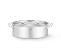 HENDI Marmite basse professionnelle, braisière avec couvercle perforé et poignées isolantes, compatible induction et gaz, 8,5 L, Ø320x(H)139mm, acier inoxydable