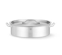 HENDI Marmite basse professionnelle, braisière avec couvercle perforé et poignées isolantes, compatible induction et gaz, 10,8 L, Ø360x(H)139mm, acier inoxydable