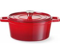 HENDI Marmite en fonte émaillée, 4,4L, Rouge, 365x290x(H)115mm